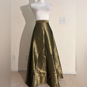 Vintage Cache Women's 4 Green Gold Taffeta A-line Maxi Skirt